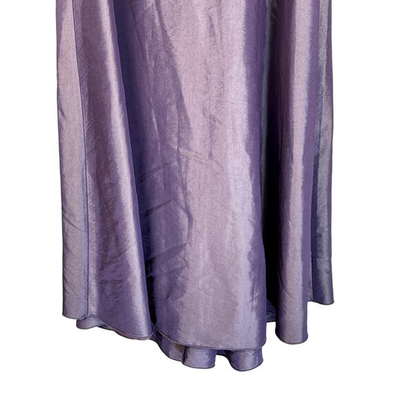 Express Purple Iridescent Silky A-line Event Back Pleat Maxi Skirt Size 5/6 - Picture 3 of 8